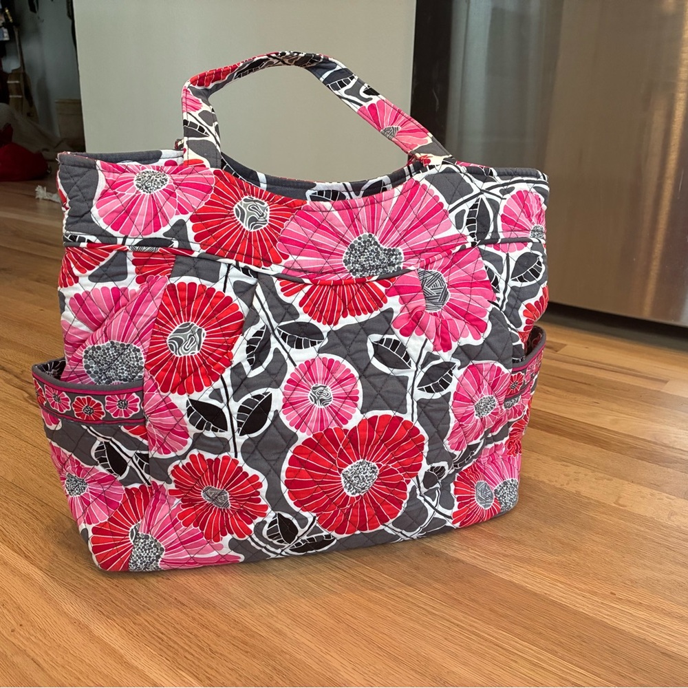 Floral Quilted vera Bradley Tote Bag - Pink and Gray